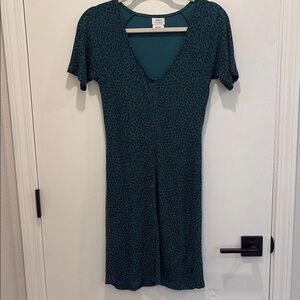 RVCA Teal Button-Down Dress